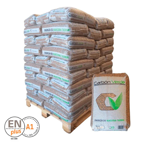 Pellet Carbón Verde-26 palets de 2288 sacos de 15 kg