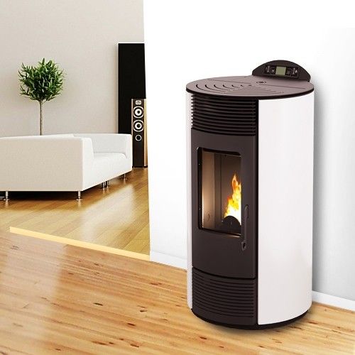 Estufa de Pellets Moderna SMART 8,7 kW – Redonda Blanca