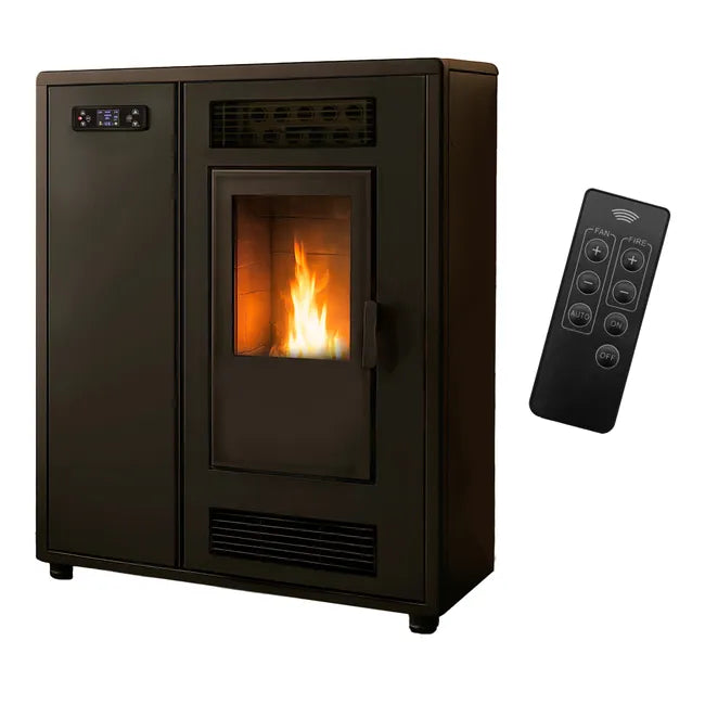 Estufa de pellets Slim Astral 12,2 kW Negro Sannover + Kit de instalación